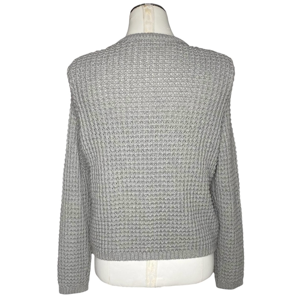Iris Setlakwe gray textured knit button-front car… - image 2